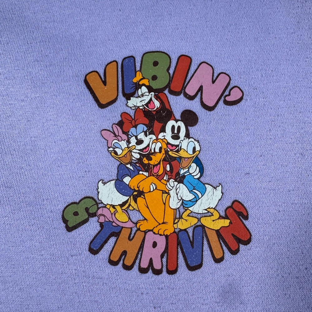 Disney Vibin & Thrivin Sweatshirt Mens Large Purple Mickey Friends Crewneck - Picture 7 of 10